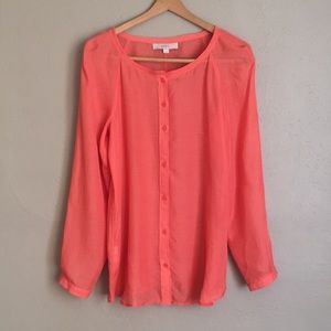 LOFT Peachy/Orange Blouse, Sz M